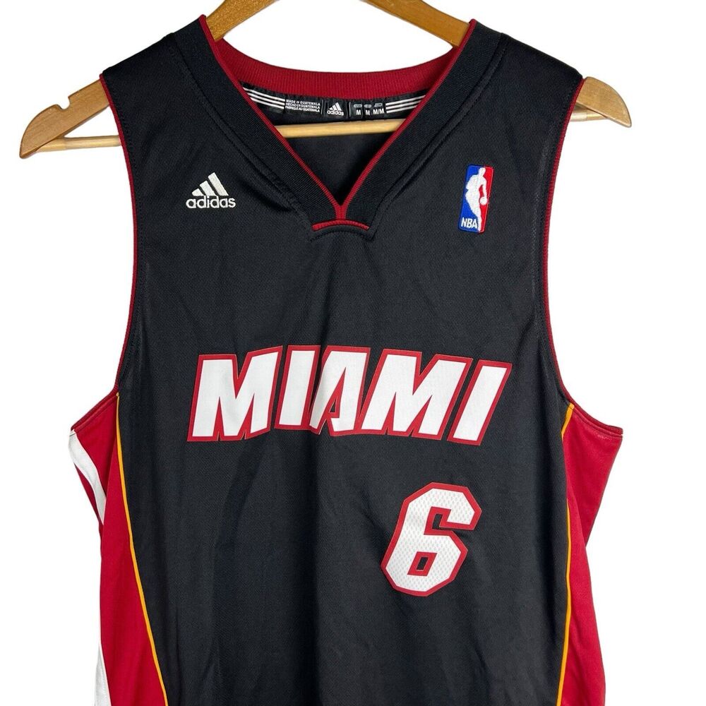RARE Adidas Miami Heat Men’s Jersey Shirt Sz M NBA King James #6 LeBron James